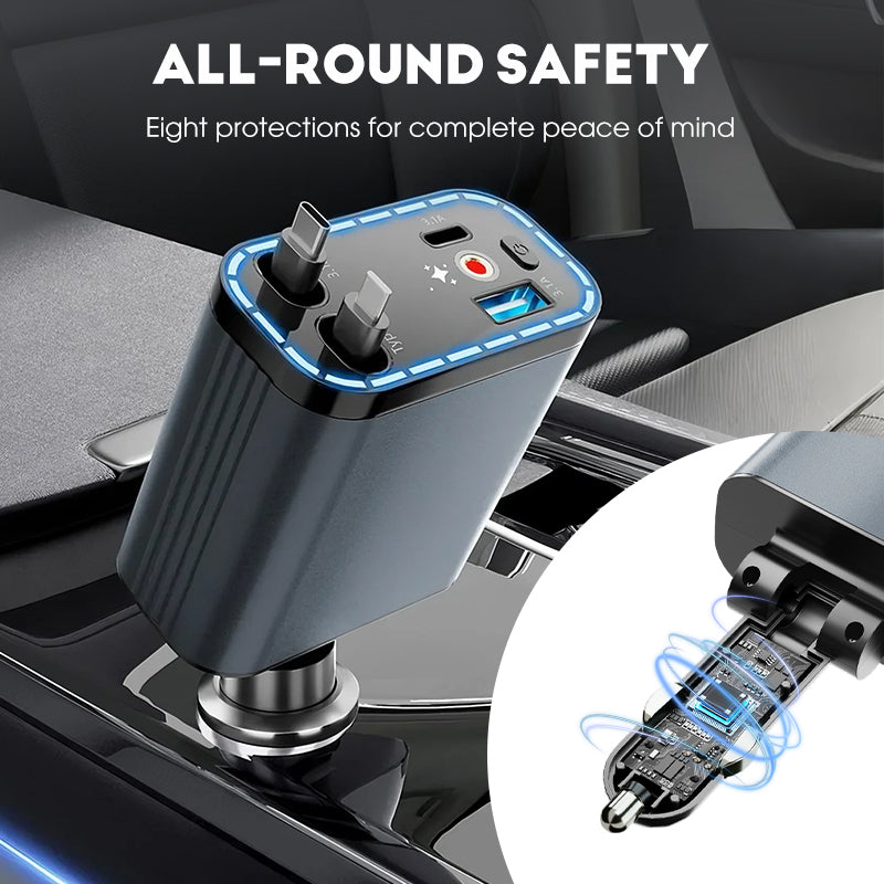 β¨ Ultra-fast 4-in-1 Car Charger 90W β With Retractable Cables & Ambient Starlight ππ